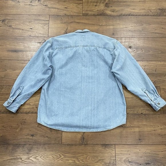 Vintage Sun Belt Denim‎ Shirt Womens Large Embroidered Rainbow Connection Button - Picture 8 of 14